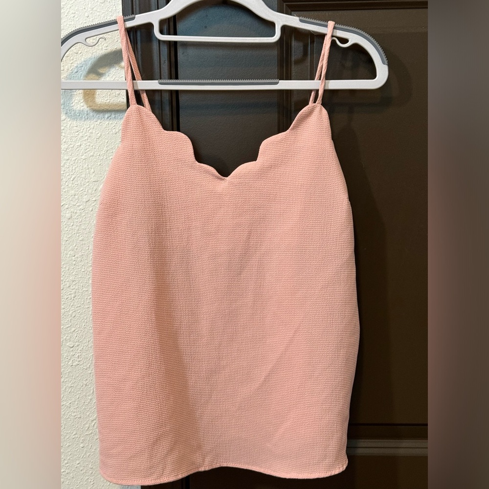 Pink Scallop Neck Blouse